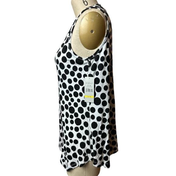 Multiples Black White Polka Dot Sleeveless Top Blouse Women's Size M NWT - Picture 2 of 5